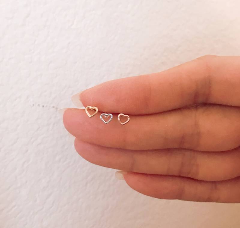 Kleine Herz Knorpel Ohrring Gestüt Rose Gold Silber Nasenstecker Tragus Piercing Zweites Ohrläppchen Teeny Winzigen von GreatJewelry4All