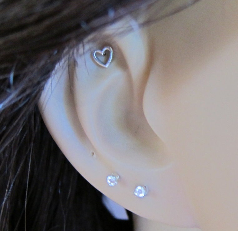 Kleine Herz Knorpel Ohrringe, Tragus Ohrring, Nasenstecker, Helix Ohrring von GreatJewelry4All