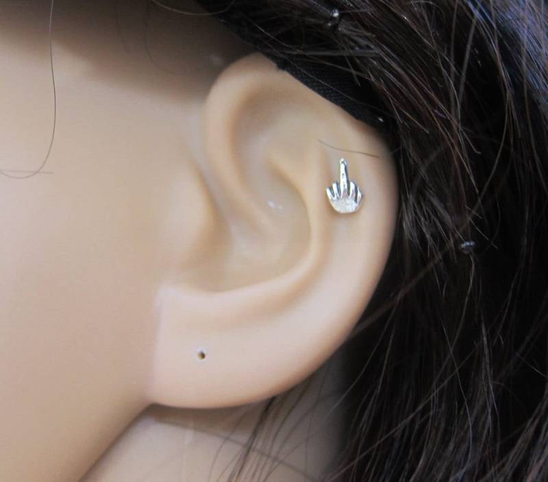 Kleine Mittelfinger Knorpel Ohrring, Tragus Helix Kleine Nasenstecker, Nasenstift, Silber von GreatJewelry4All