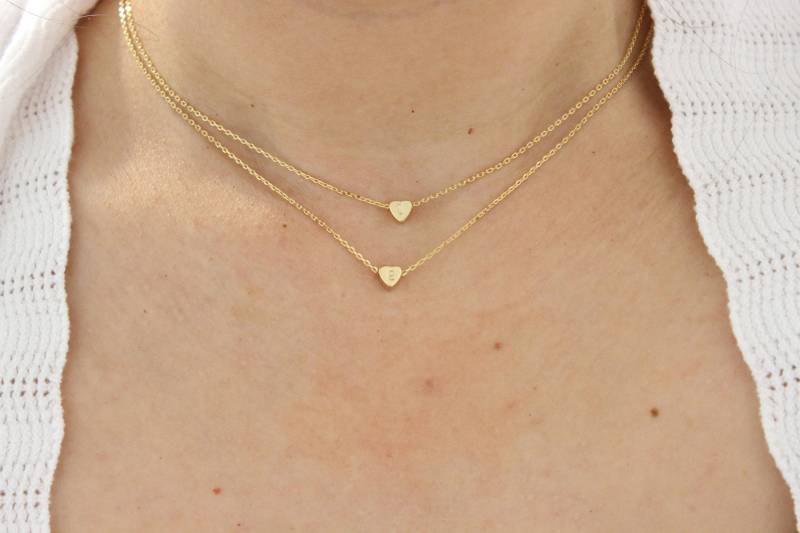 Layered Halskette, Set Mit 2 Initial Halsketten, Zierliche Herz Halskette Goldkette Geschenk Für Freund, Mutter Schwester Paar von GreatJewelry4All