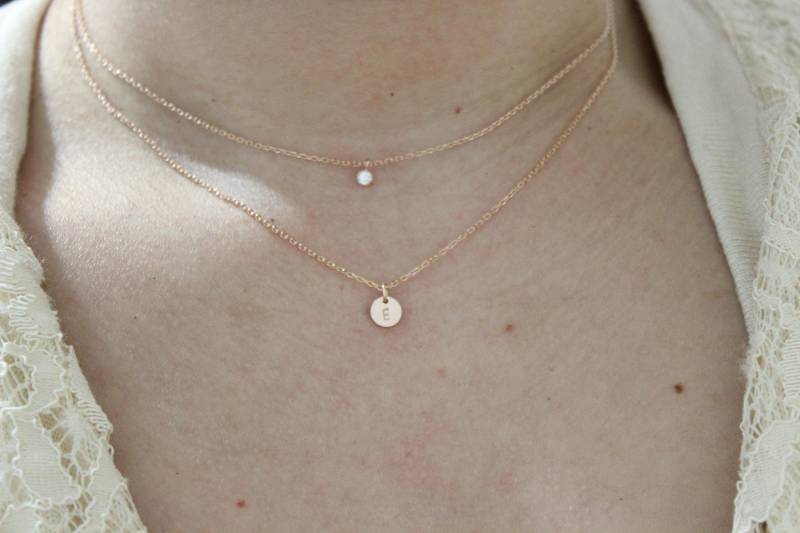 Rose Gold Solitaire Halskette, Feine Minimal Zarte Halskette von GreatJewelry4All