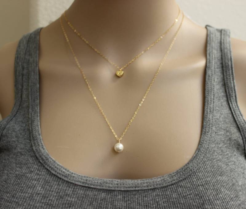 Silberversion Verfügbar, Ursprüngliches Herz, Perlenkette, Schichtkette, Brautjungferngeschenk, Ursprüngliche Herzhalskette von GreatJewelry4All