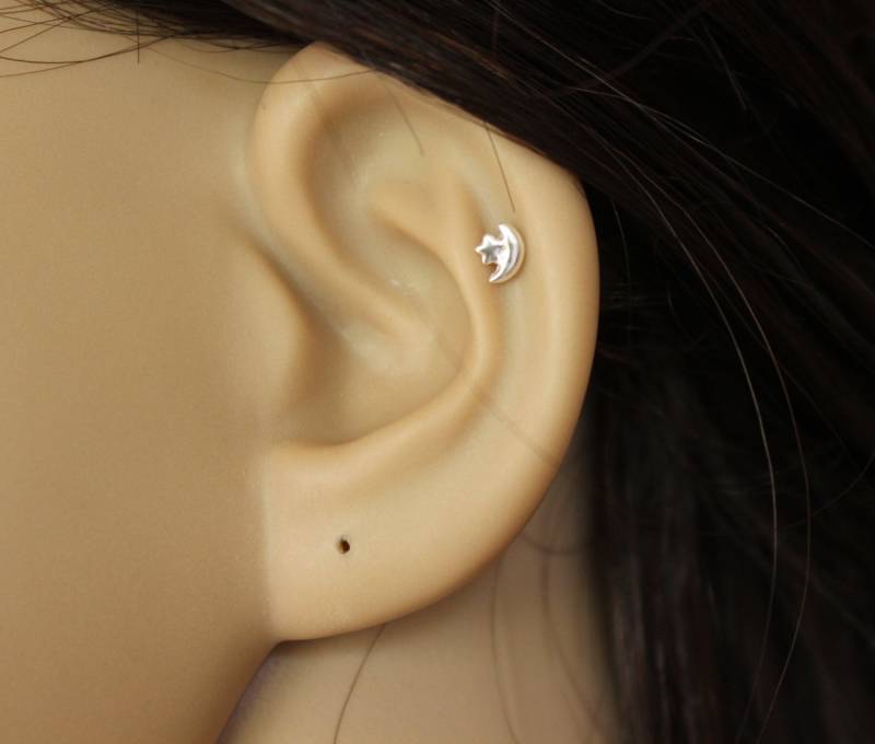 Sterling Silber Mond Und Sterne Ohrstecker, Winzigen Ohrring, Knorpel Tragus Winzige Bolzen, Freundin von GreatJewelry4All