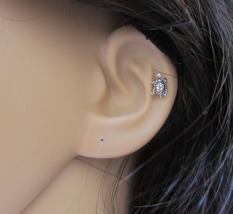 Winzige Schildkröte Knorpel Ohrringe, Tragus Ohrring, Nasenstecker, Helix Ohrring von GreatJewelry4All