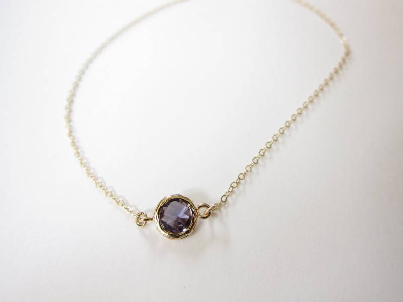Winziges Amethyst Bezel Fußkettchen, Edelstein Fußkette, Tiny Gold | Auch in Anderen Stein Erhältlich von GreatJewelry4All