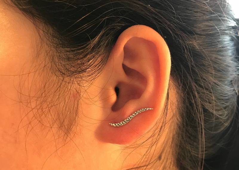 sterling Silber Kurve Ohrmanschette, Linie Ohr Kletterer, Jacke Raupe, Ohrfeger, Ohrstecker Pin, Einzel Geschenk Für Frau von GreatJewelry4All