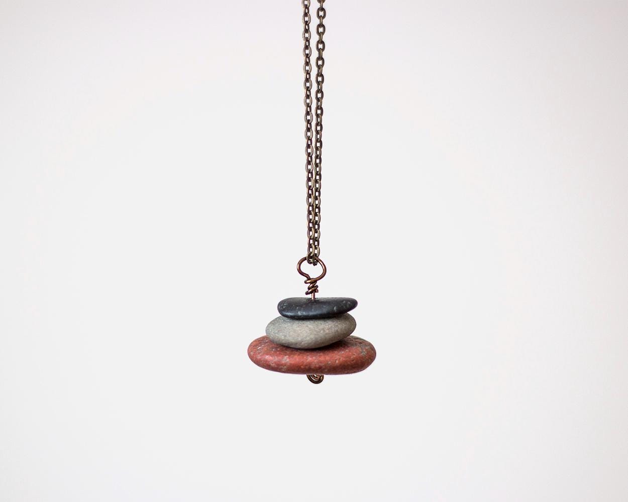 Cairn Stacked Stone Halskette | Naturstein Schmuck Handmade von GreatLakesRockShop