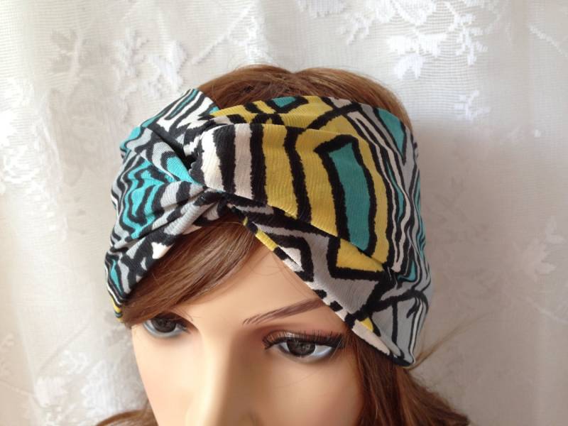 Tribe Print Damen Jersey Turban Twist Haarband Stirnband Kopfverpackung von GreatLakesShop