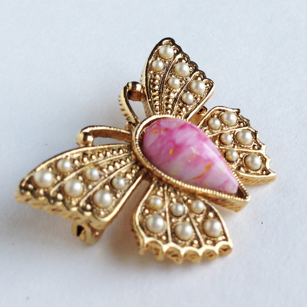 Schmetterling Perle Brosche/Hübschen Vintage Faux Brosche/Süße Schmetterlingsbrosche Schmetterling Perle Brosche/Hübschen Vintage Faux Brosche/Süße Schmetterlingsbrosche von GreatOldTimes