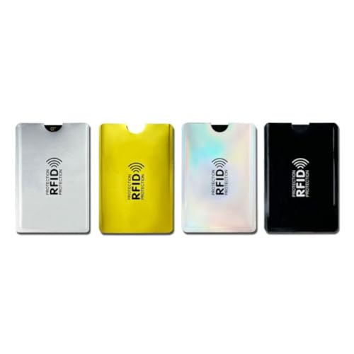 GreatRise 10 Stück RFID Schutzhüllen Anti-Demagnetisierung Kartenhalter Aluminiumfolie Sichere Blockierende Hüllen, NFC Blocker, Rechteckige, für Kreditkarte Bankkarten ID-Karten Gemischte von GreatRise