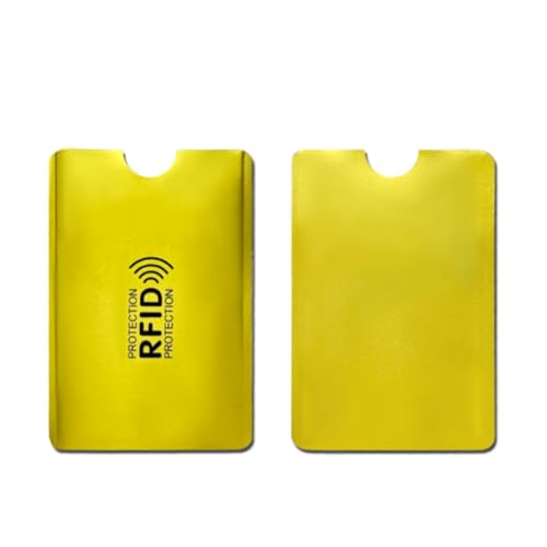 GreatRise 10 Stück RFID Schutzhüllen Anti-Demagnetisierung Kartenhalter Aluminiumfolie Sichere Passhüllen RFID Blockierende Hüllen, NFC Blocker, Rechteckige, für Kreditkarte Bankkarten ID-Karten Gold von GreatRise
