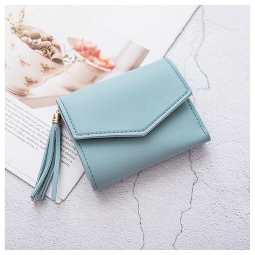 GreatRise 2 Stück Damen Geldbeutel mit Franse PU Leder Geldbörse Münzfach Geldbörse Kreditkarteninhaber, mit 6 Kartenfächer, Handtasche Mini Portemonnaie Kleine Brieftasche Quasten Portmonee Blau von GreatRise