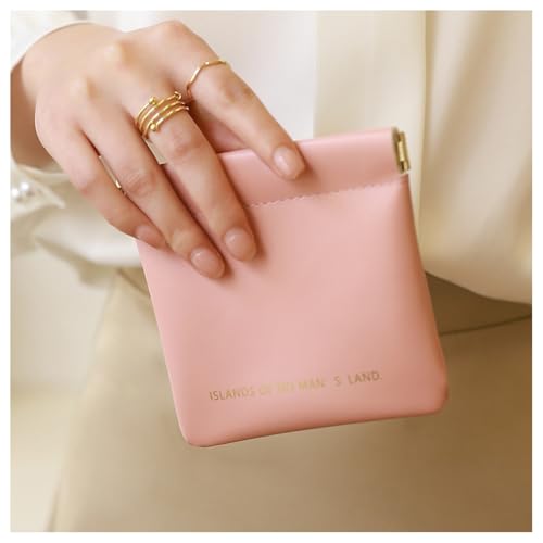 GreatRise 2 Stück Mini PU-Kosmetiktasche Make up Tasche Tragbare Schminktasche Selbstschließende Aufbewahrung, ohne Reißverschluss für Damenbinden Kosmetik Kopfhörer Gläser Lippenstifttasche-Pink von GreatRise