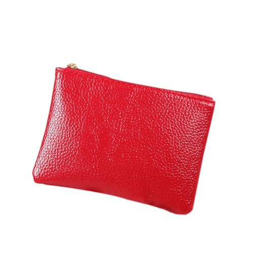GreatRise 2 Stück PU Leder Geldbörse im Kurzformat Portemonnaie Kleine Damen Reißverschluss Geldbeutel Mini Brieftasche Kinder Coin Purse für Frauen Münze Kreditkarten Geldschein Rot von GreatRise
