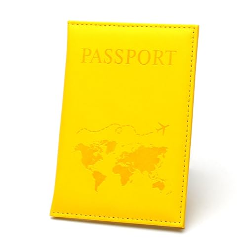 GreatRise 2 Stück PU Leder Reisepasshülle Damen und Herren Personalisiert Reisepass Organizer Reisemappe Passport Cover Kreditkarten Schutzhüllefür Ausweis Reisedokumente Karten Gelb von GreatRise
