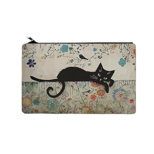 GreatRise 2 Stück Personalisierte Kosmetiktasche Niedliche Katze Kulturbeutel Schminktasche mit Reißverschluss Reise Groß Make up Tasche Kapazität Mäppchen Geschenke für Freund Mädchen Katzen von GreatRise