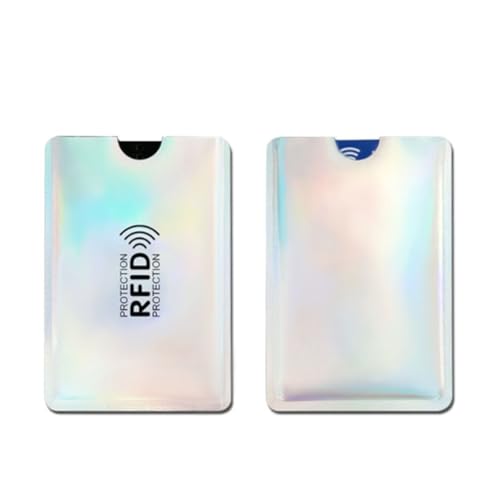 GreatRise 20 Stück RFID Schutzhüllen Anti-Demagnetisierung Kartenhalter Aluminiumfolie Sichere Blockierende Hüllen, NFC Blocker, Rechteckige, für Kreditkarte Bankkarten ID-Karten Laser-Silber von GreatRise