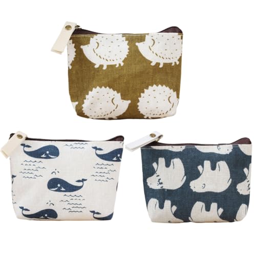 GreatRise 3 Stück Mini Tragbare Geldbörse Klein Münzbeutel Damen Kartenetui Kartentasche mit Reißverschluss Slim Kreditkartenetui Schlüsseltasche für Kreditkarten Ausweise Geld Schlüssel Stlye 6 von GreatRise