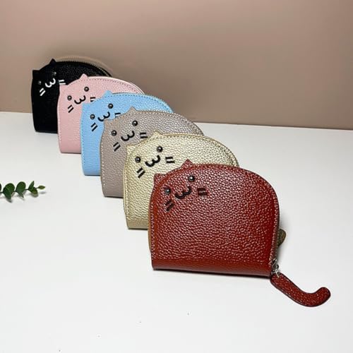 GreatRise 3 Stück Süße Katze Kartenetui Damen Geldbörse Portemonnaie PU Leder Geldbeutel Katzenmotiv Akkordeon Kreditkartenetui Klein Brieftasche mit 9 Kartenfächern, 2 Kleingeldfach Rot+Pink+Khaki von GreatRise