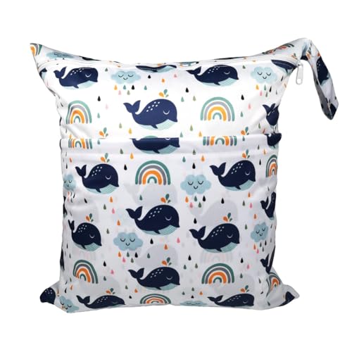 GreatRise 40 × 45 cm Tragbar Groß Wetbag Baby-Windeltasche Wasserdichter Wickeltasche Baby Windel Organizer Nasstasche mit Reißverschluss für Unterwegs Reisen Strandtücher Kindergarten Dinosaurier #2 von GreatRise