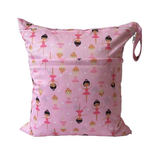 GreatRise 40 × 45 cm Tragbar Groß Wetbag Baby-Windeltasche Wasserdichter Wickeltasche Baby Windel Organizer Nasstasche mit Reißverschluss für Unterwegs Reisen Strandtücher Kindergarten Mädchen von GreatRise