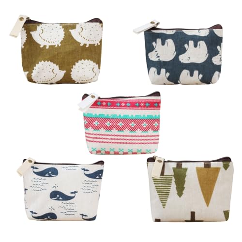 GreatRise 5 Stück Mini Tragbare Geldbörse Klein Münzbeutel Damen Kartenetui Kartentasche mit Reißverschluss Slim Kreditkartenetui Schlüsseltasche für Kreditkarten Ausweise Geld Schlüssel Stlye 9 von GreatRise