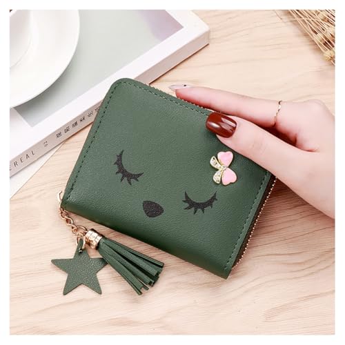 GreatRise Damen Kurze Geldbörse Quaste Kurze Geldbeutel Reißverschluss Portemonnaie PU Leder Kartenhalter Brieftasche, 4 Kartenfächer, 2 Münzfach, 1 Reißverschluss Fächer, für Mädchen Grün GreatRise Damen Kurze Geldbörse Quaste Kurze Geldbeutel Reißverschluss Portemonnaie PU Leder Kartenhalter Brieftasche, 4 Kartenfächer, 2 Münzfach, 1 Reißverschluss Fächer, für Mädchen Grün von GreatRise