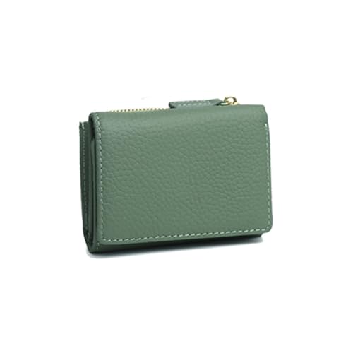 GreatRise Echt Leder Geldbörse Damen mit RFID Blocker Faltbar Geldbeutel Kurz Klein Portemonnaie Große Kapazität Brieftasche mit 6 Kartenfächer, 1 Münzfach und 1 Bargeld Fach Avocado Grün von GreatRise