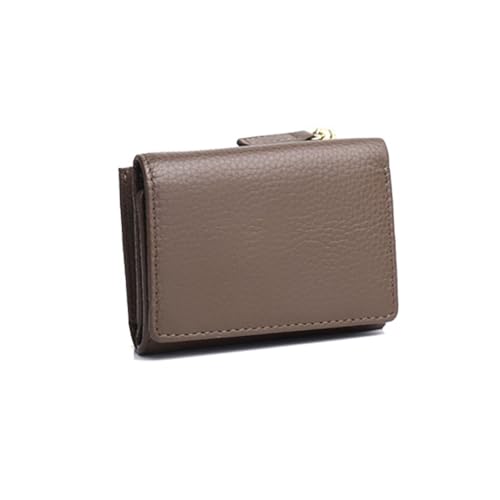 GreatRise Echt Leder Geldbörse Damen mit RFID Blocker Faltbar Geldbeutel Kurz Klein Portemonnaie Große Kapazität Brieftasche mit 6 Kartenfächer, 1 Münzfach und 1 Bargeld Fach Dunkelbraun von GreatRise