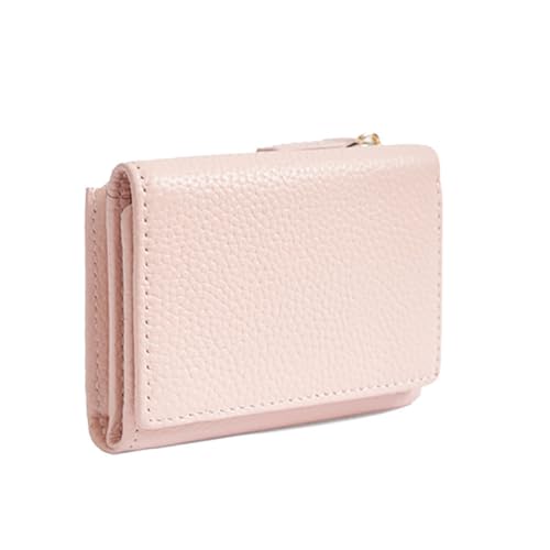 GreatRise Echt Leder Geldbörse Damen mit RFID Blocker Faltbar Geldbeutel Kurz Klein Portemonnaie Große Kapazität Brieftasche mit 6 Kartenfächer, 1 Münzfach und 1 Bargeld Fach Rosa von GreatRise
