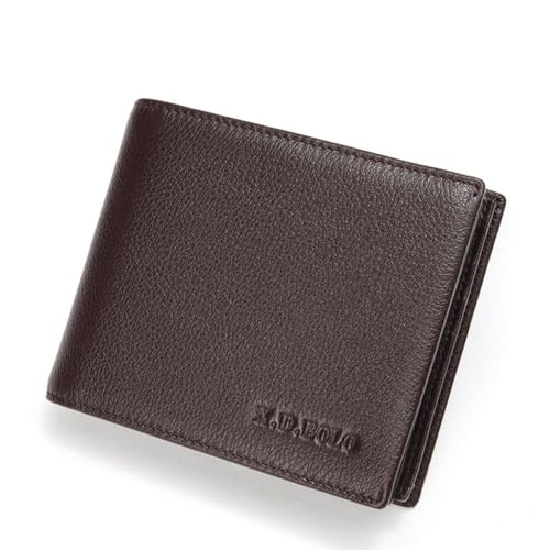 GreatRise Echtem Leder Geldbörse Herren Klein Brieftasche Zweifach Gefaltetes Portemonnaie Klassisch Kreditkartenetui Slim Geldbeutel mit 5 Kreditkartenfächer und 2 Geldfächer Kaffee von GreatRise