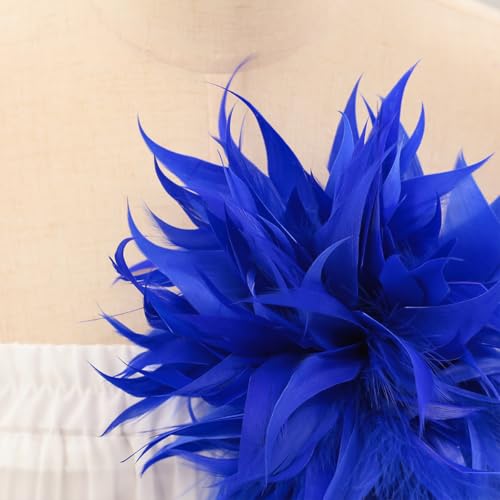 GreatRise Elegant Feder Brosche Natürliche Feder Brosche Flauschige Feder Ansteckbrosche Vintage Damen Boutonniere für Kleid Kleidung Hut Dekorative Pin Bekleidungs Party Schmuck Saphirblau von GreatRise