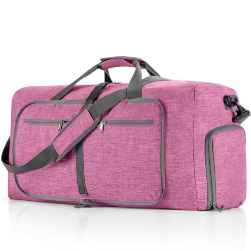 GreatRise Faltbare Reisetasche 65L Große Übernachtungstasche Handgepäck Tasche Damen Herren Sporttasche mit Schuhfach Trainingstasche Tragetasche für Weekender Fitness Reisen Camping Hellviolett von GreatRise