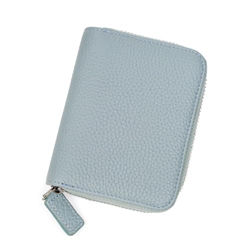 GreatRise Geldbörse Damen RFID-Schutz Reißverschluss Kreditkartenetui Geldbeutel aus Echtem Portemonnaie Klein Leder Orgel-Stil Kartenhalter mit Münzfach, Vielen Kartenfächer Hellblau von GreatRise