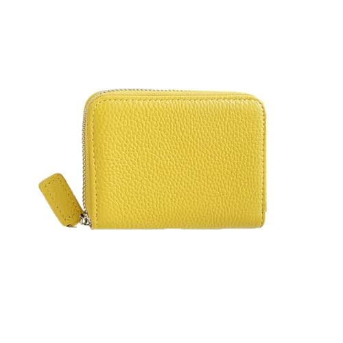 GreatRise Geldbörse Damen RFID-Schutz Reißverschluss Kreditkartenetui Geldbeutel aus Echtem Portemonnaie Klein Leder Orgel-Stil Kartenhalter mit Münzfach, Vielen Kartenfächer Helles Gelb von GreatRise