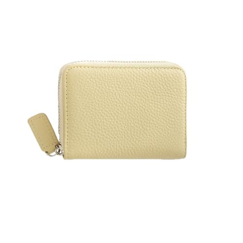 GreatRise Geldbörse Damen RFID-Schutz Reißverschluss Kreditkartenetui Geldbeutel aus Echtem Portemonnaie Klein Leder Orgel-Stil Kartenhalter mit Münzfach, Vielen Kartenfächer Hellgelb von GreatRise