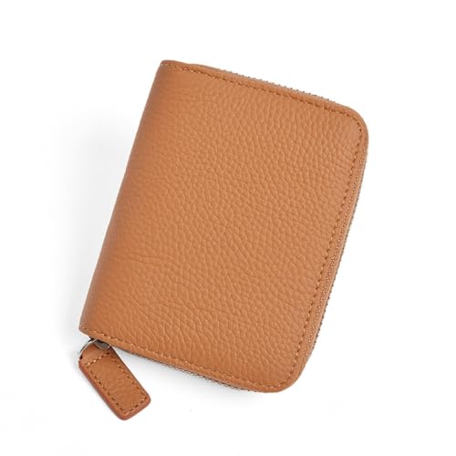GreatRise Geldbörse Damen RFID-Schutz Reißverschluss Kreditkartenetui Geldbeutel aus Echtem Portemonnaie Klein Leder Orgel-Stil Kartenhalter mit Münzfach, Vielen Kartenfächer Karamell von GreatRise