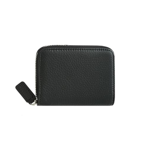 GreatRise Geldbörse Damen RFID-Schutz Reißverschluss Kreditkartenetui Geldbeutel aus Echtem Portemonnaie Klein Leder Orgel-Stil Kartenhalter mit Münzfach, Vielen Kartenfächer Schwarz von GreatRise