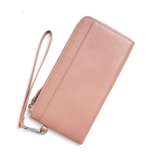 GreatRise Geldbörse Damen im Langformat Leder Portemonnaie mit RFID-Blocker Reißverschluss Handgelenktasche Geldbeutel Clutch Tasche mit Handschlaufe, Vielen Fächern, 12 Kartenfächern Helles Violett von GreatRise