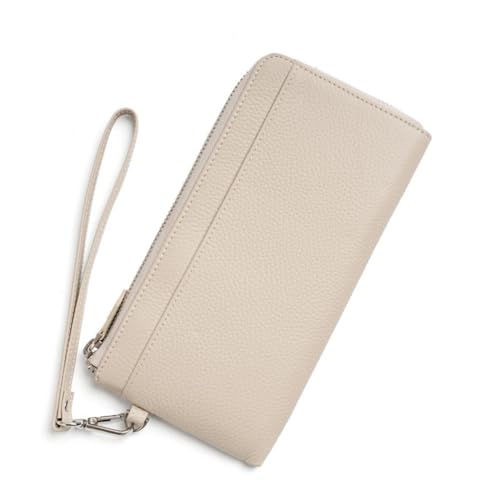 GreatRise Geldbörse Damen im Langformat Leder Portemonnaie mit RFID-Blocker Reißverschluss Handgelenktasche Geldbeutel Clutch Tasche mit Handschlaufe, Vielen Fächern, 12 Kartenfächern Hellrosa von GreatRise