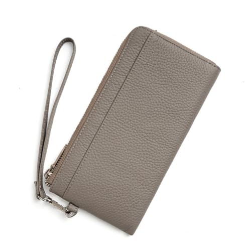 GreatRise Geldbörse Damen im Langformat Leder Portemonnaie mit RFID-Blocker Reißverschluss Handgelenktasche Geldbeutel Clutch Tasche mit Handschlaufe, Vielen Fächern, 12 Kartenfächern Karamell von GreatRise