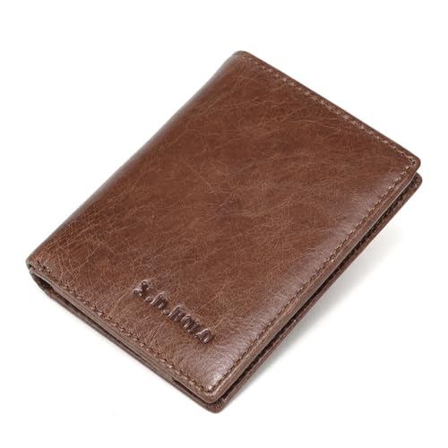 GreatRise Geldbörse Herren Echtem Leder Brieftasche Kreditkartenetui Portemonnaie, Dreifach Gefaltet mit 1 Reißverschluss Münzfach, 2 Transparente Fenster, 1 Geldfächer, 7 Kreditkartenfächer Kaffee von GreatRise