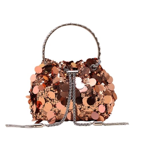 GreatRise Glitzer Handtaschen Damen Pailletten Umhängetasche Elegante Abendtasche Kleine Kettentasche Cross Body Tasche Abend-Clutch Mode Schultertaschen für Hochzeit Abend Party Freizeit Rosa von GreatRise