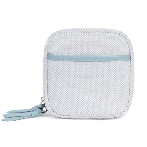 GreatRise Große Kapazität Kosmetiktasche Damen Klein Tragbare Make Up Tasche Reise Schminktasche Canvas Reißverschluss Kulturbeutel mit Pinselfach Organizer für Kosmetika Toilettenartikel Hellblau von GreatRise