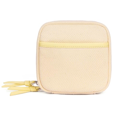 GreatRise Große Kapazität Kosmetiktasche Damen Klein Tragbare Make Up Tasche Reise Schminktasche Canvas Reißverschluss Kulturbeutel mit Pinselfach Organizer für Kosmetika Toilettenartikel Hellgelb von GreatRise