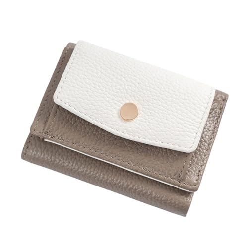 GreatRise Klein Geldbeutel Damen Faltbar Geldbörse mit RFID Blocking Echtleder Brieftasche Kurzformat Portemonnaie Kreditkartenetui, 7 Kartenfächern & 2 Fächer, für Frauen Mädchen Kinder Dunkelgrau von GreatRise