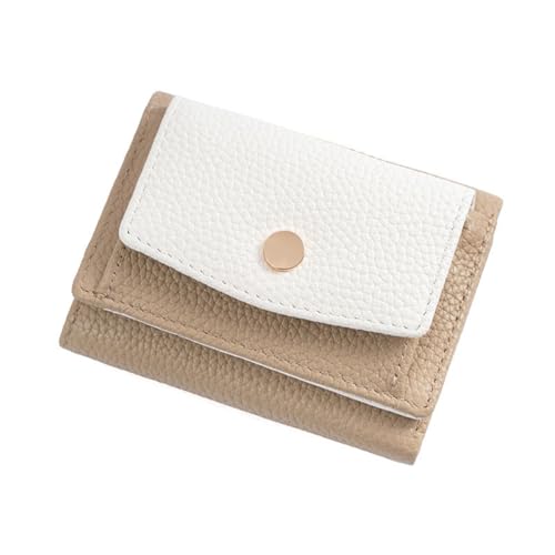 GreatRise Klein Geldbeutel Damen Faltbar Geldbörse mit RFID Blocking Echtleder Brieftasche Kurzformat Portemonnaie Kreditkartenetui, 7 Kartenfächern & 2 Fächer, für Frauen Mädchen Kinder Flachsgrau von GreatRise