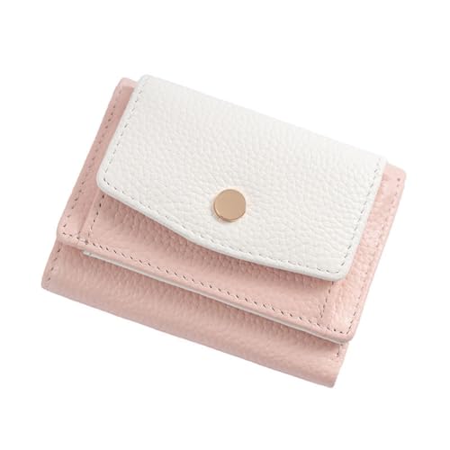 GreatRise Klein Geldbeutel Damen Faltbar Geldbörse mit RFID Blocking Echtleder Brieftasche Kurzformat Portemonnaie Kreditkartenetui, 7 Kartenfächern & 2 Fächer, für Frauen Mädchen Kinder Hellrosa von GreatRise