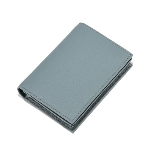 GreatRise Klein Geldbörse Damen Echtes Leder Geldbeutel Mini Kreditkartenetui Kurzer Brieftasche mit Schnappen, 6 Kartenfächer, Reißverschluss Münzfach, Viele Fächer, für Frauen Mädchen Flachs-Blau von GreatRise