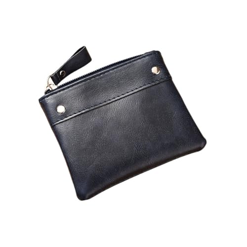 GreatRise Klein Herren Geldbörse Reißverschluss Portemonnaie, PU Leder, 12.5 × 10.5cm, Portable Geldbeutel Mini Brieftasche Kurz Münztasche Kreditkartenetui für Kreditkarten Bargeld Münze Blau von GreatRise